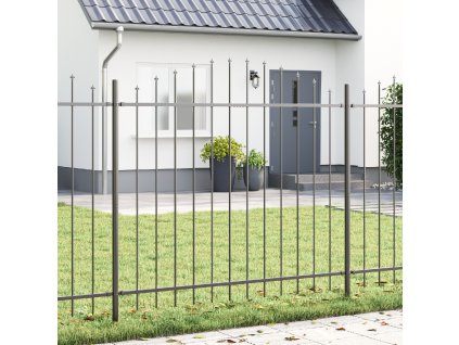 Zahradní plot s klenutým vrcholem Šedá 13.6x1.5 m Ocel 3360133