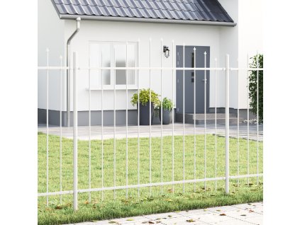 Zahradní plot s obloukovým vrcholem bílý 3,4x1,5 m ocel 3360139