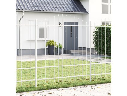 Zahradní plot s obloukovým vrcholem bílý 3,4x1,75 m ocel 3360140