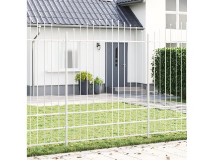 Zahradní plot s houpacím vrcholem Bílý 3,4x2 m Ocel 3360141