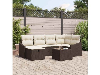 Sada zahradních pohovek 7 pcs Hnědá 55 x 62 x 69 cm Poly ratan 3360619