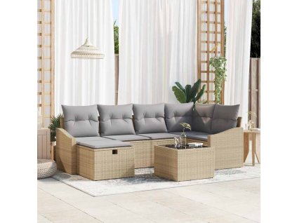 Set pohovek s polštářem 7 pcs polyratan 3360621