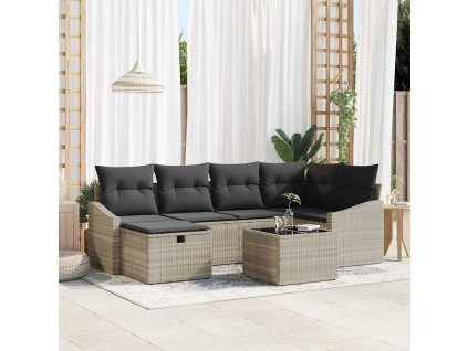 Sada zahradních pohovek 7 pcs Světle šedá 55 x 62 x 69 cm 3360623