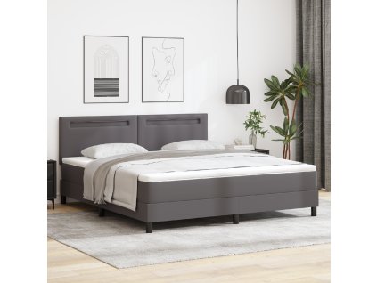 Postel s boxspringem vidaXL s matrací šedá super king umělá kůže, Čelo postele vidaXL jednoduchý design šedá 180 cm umělá kůže 3339062