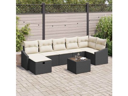 Sada zahradních pohovek 8 pcs Černá 55 x 62 x 69 cm Poly ratan 3360638