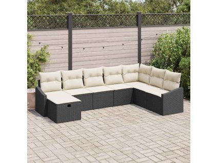 Sada zahradních pohovek 8 pcs Černá 55 x 62 x 69 cm Poly ratan 3360658