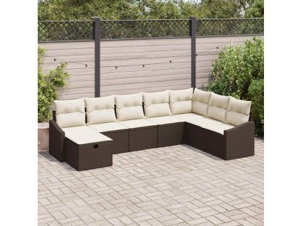 Sada zahradních pohovek 8 pcs Hnědá 55 x 62 x 69 cm Poly ratan 3360659