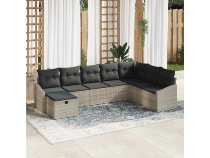 Sada zahradních pohovek 8 pcs Světle šedá 55 x 62 x 69 cm 3360663