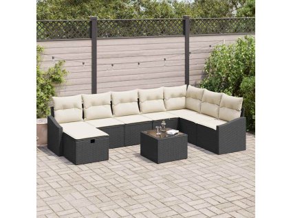 Sada zahradních pohovek 9 pcs Černá 55 x 62 x 69 cm Poly ratan 3360668