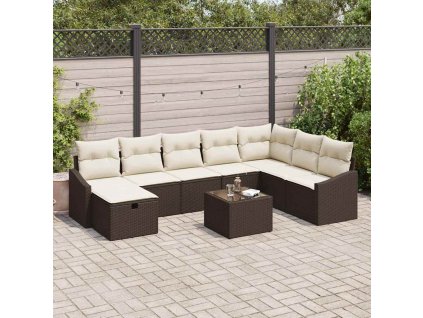 Sada zahradních pohovek 9 pcs Hnědá 55 x 62 x 69 cm Poly ratan 3360669