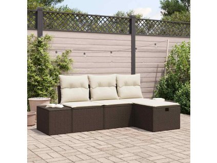 Set pohovek s polštářem 4 pcs polyratan 3360679