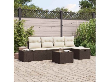 Sada zahradních pohovek 6 pcs Hnědá 55 x 62 x 69 cm Poly ratan 3360699
