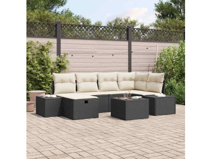 Sada zahradních pohovek 7 pcs Černá 55 x 62 x 69 cm Poly ratan 3360718