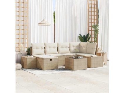 Set pohovek s polštářem 7 pcs polyratan 3360722