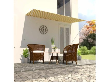 Zatahovací markýza žluto-bílá 300 x 150 cm 143755