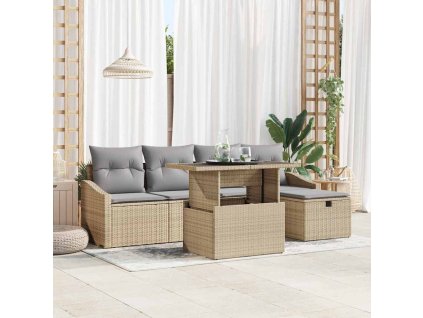 Sada zahradních pohovek 6 pcs Béžová polyratan 3361159