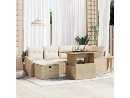 Sada zahradních pohovek 7 pcs Béžová polyratan 3361358