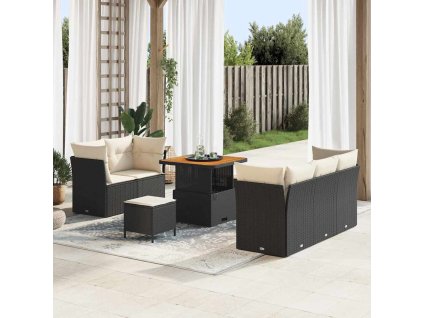 Sada zahradních pohovek 8 pcs Černá polyratan 3361425