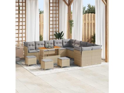 Sada zahradních pohovek 14 pcs Béžová polyratan 3361552