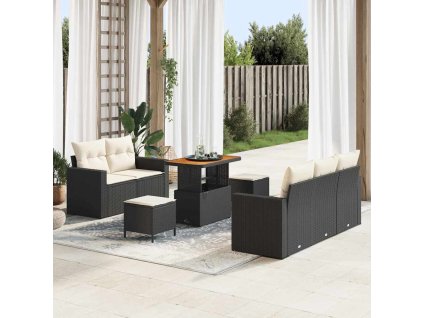 Sada zahradních pohovek s polštářem 8 pcs Černá polyratan 3361560