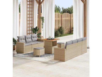 Sada zahradních pohovek 10 pcs Béžová polyratan 3361577