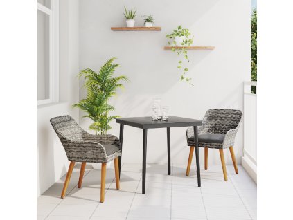 3 kusový zahradní jídelní set šedý poly ratan 3261677