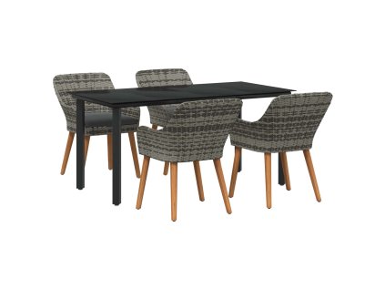 Zahradní jídelní souprava s polštářem 5 pcs Šedá polyratan 3261687