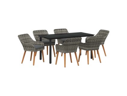 Zahradní jídelní souprava s polštářem 7 pcs Šedá polyratan 3261688