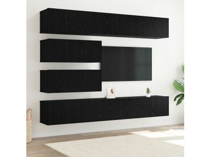 Sestava TV skříněk Nástěnný 6 pcs Černý dub kompozitní dřevo 3332531