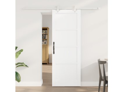 Posuvné dveře vidaXL s kování bílá 73.5x198.5 cm z masivního dřeva borovice 3333579