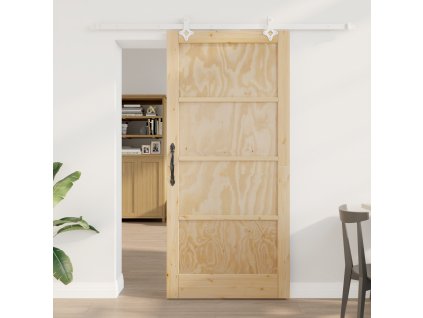 Posuvné dveře vidaXL s kovaním 93x202 cm z masivního borového dřeva 3333598