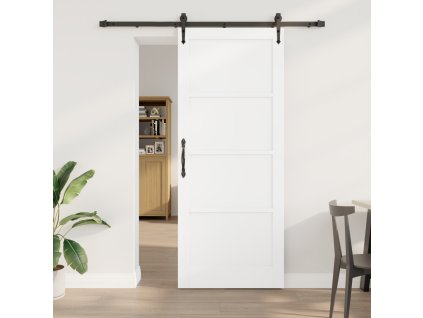 Posuvné dveře vidaXL se sadou hardwaru Bílá 86x211 cm z masivního borového dřeva 3333681