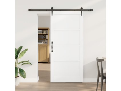 Posuvné dveře vidaXL s kováním Bílá 93x202 cm Masivní dřevo borovice 3333683