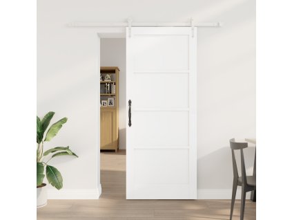 Posuvné dveře vidaXL s hardwarem Bílá 83x202 cm Masivní dřevo borovice 3333701