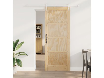 Posuvné dveře se sadou hardwaru 83x211 cm z masivního borového dřeva 3333702