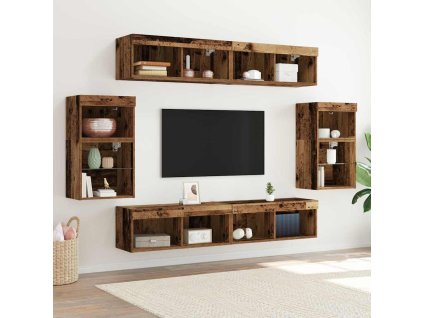 Sestava TV skříněk Nástěnný 8 pcs Staré dřevo Kompozitní dřevo 3334386
