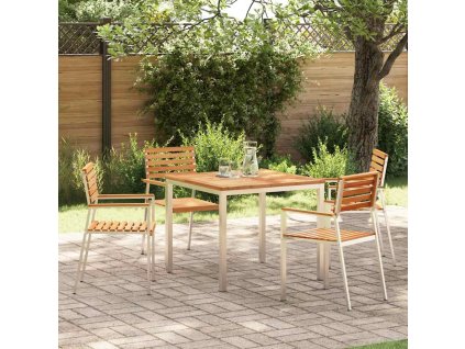 Zahradní jídelní souprava 5 pcs Hnědá Pevné teakové dřevo 3334782