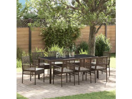 Zahradní jídelní souprava 9 pcs Hnědá polyratan 3334868