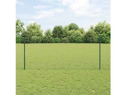Slučovací sloupky vidaXL 11 ks U-kanál zelené 100 cm ocel, Zelený šestiúhelník plot vidaXL 1x50 m ocel 3336754