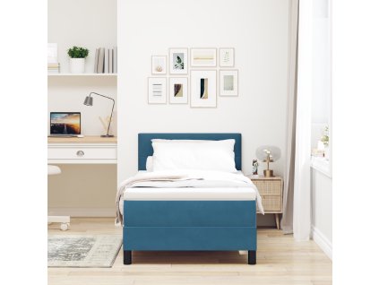 Boxspring Postel s Matrací Tmavě Modrá 90x200 cm Samet 3339150