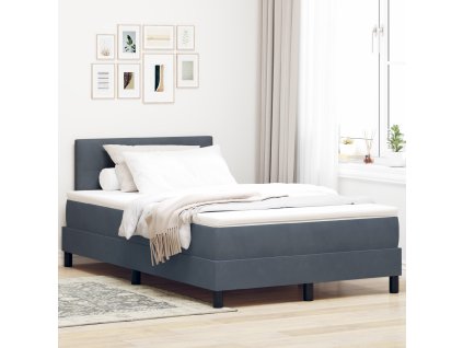 Postel Box Spring s matrací tmavě šedá 120x200 cm samet 3339165