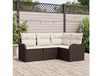 Sada zahradních pohovek Hnědá polyratan 3345678