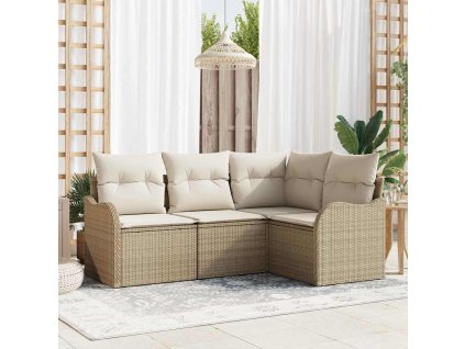 Sada zahradních pohovek 4 pcs Béžová polyratan 3345681