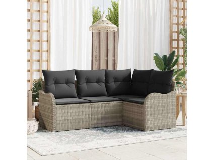 Sada zahradních pohovek 4 pcs Světle šedá polyratan 3345682