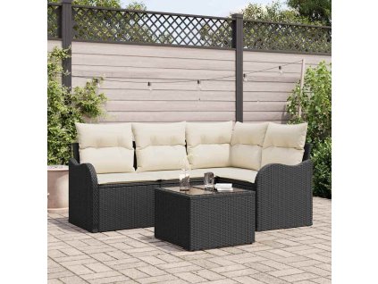 Sada zahradních pohovek 5 pcs Černá polyratan 3345687