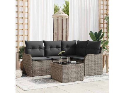 Sada zahradních pohovek Šedá polyratan 3345689