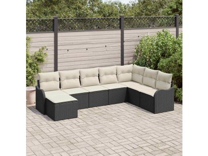 Sada zahradních pohovek Černá polyratan 3345817