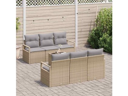 Set pohovek 7 pcs Beige a šedá polyratan 3346270