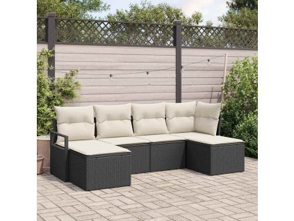 Set pohovek 6 pcs Černá polyratan 3346487