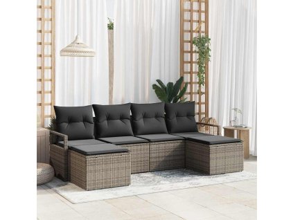 Set pohovek 6 pcs Šedá polyratan 3346489